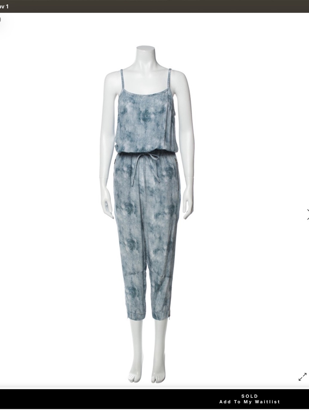 Pam & Gela Blue Tie-Dye Silk Jumpsuit with Drawstring Waist